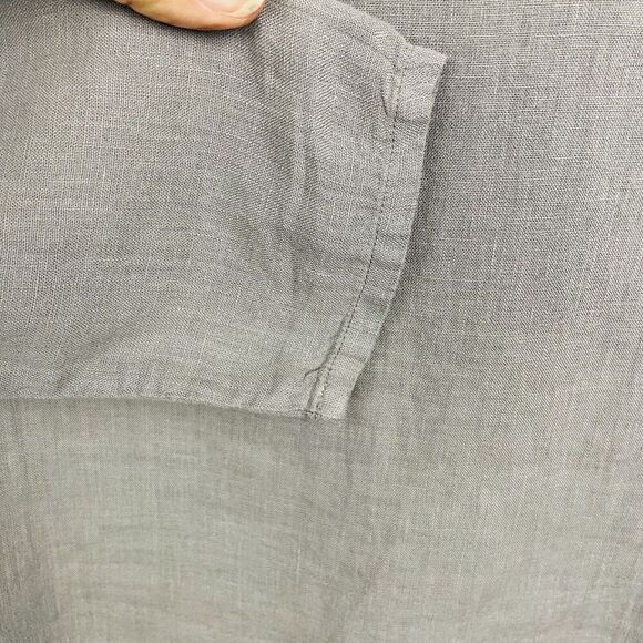 FLAX 100% Linen Scoop Neck Top Women's XS Gray Oversized Lagenlook Minimalist - Picture 5 of 9